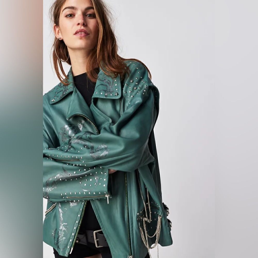FREE PEOPLE
Nigel Preston Chain Embellished Biker Jacket - Picture 3 of 10